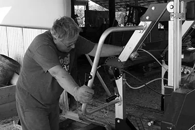 Cal Saunders working in the shop